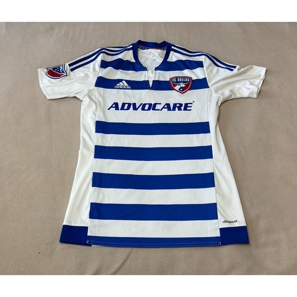 Adidas FC Dallas Adidas Soccer Jersey Blue White MLS Size S Stripes